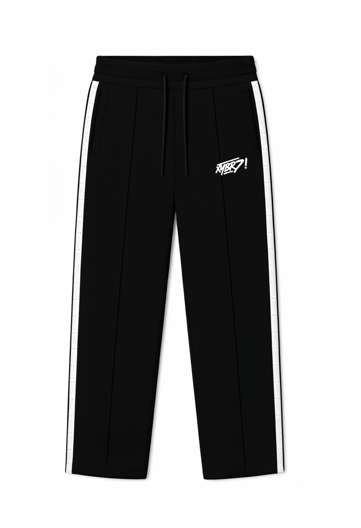 Pants straight Black with luxyberj text
