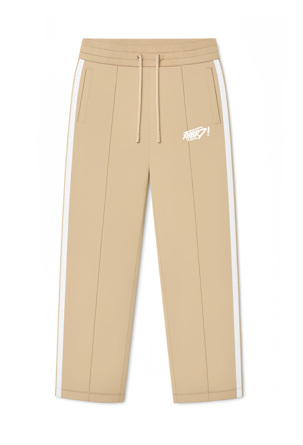 Pants straight Beige with luxyberj text