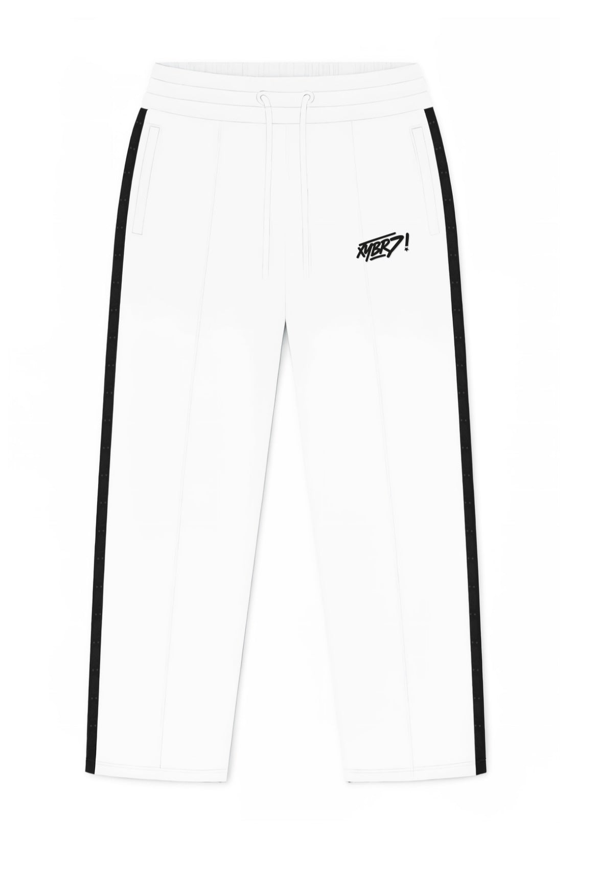 Pants straight white with luxyberj text
